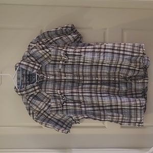 Express XL blue/grey snap up shirt